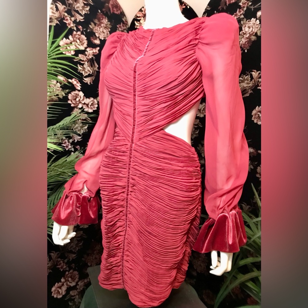 NWT ASOS Luxe Blush Red Ruched Open Back Cocktail Dress Size 2